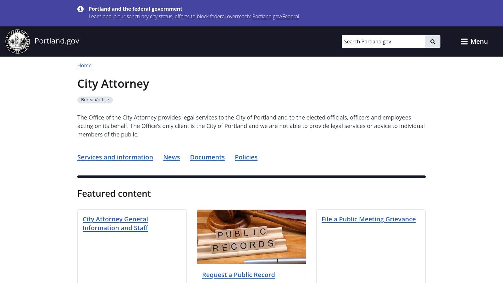 City of Portland – Office of the City Attorney